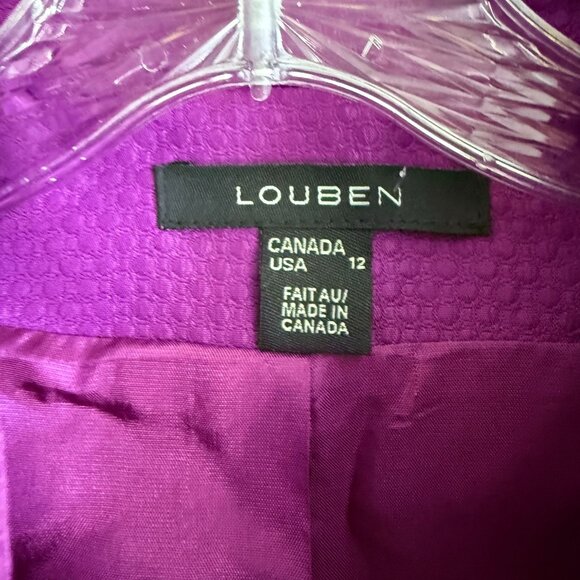 Louben Mock Neck Full Zip Jacket Women's 12 Purple Long Sleeve Modern Chic - Picture 2 of 10